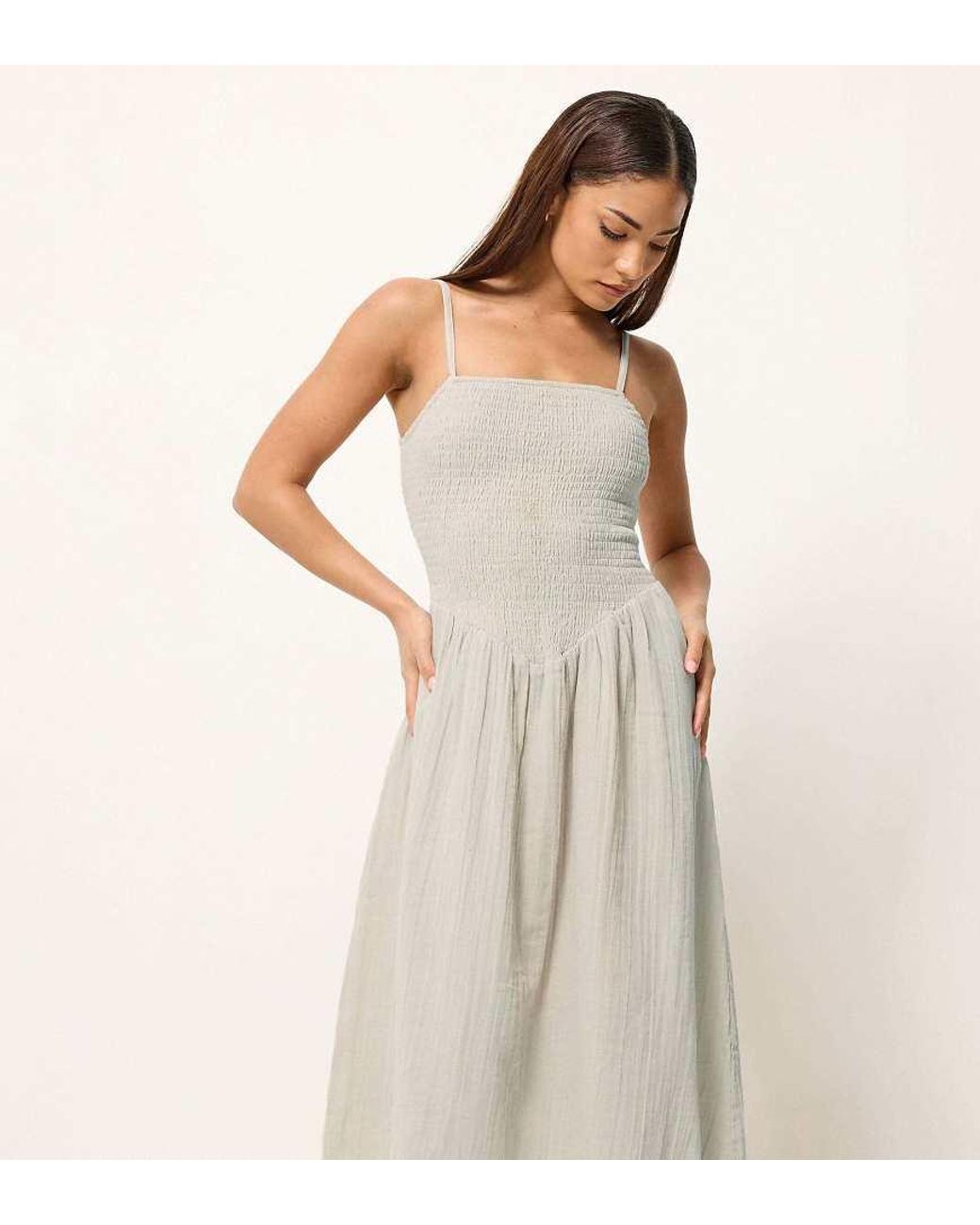 PixieGirl White Petite Cheesecloth Midi Dress