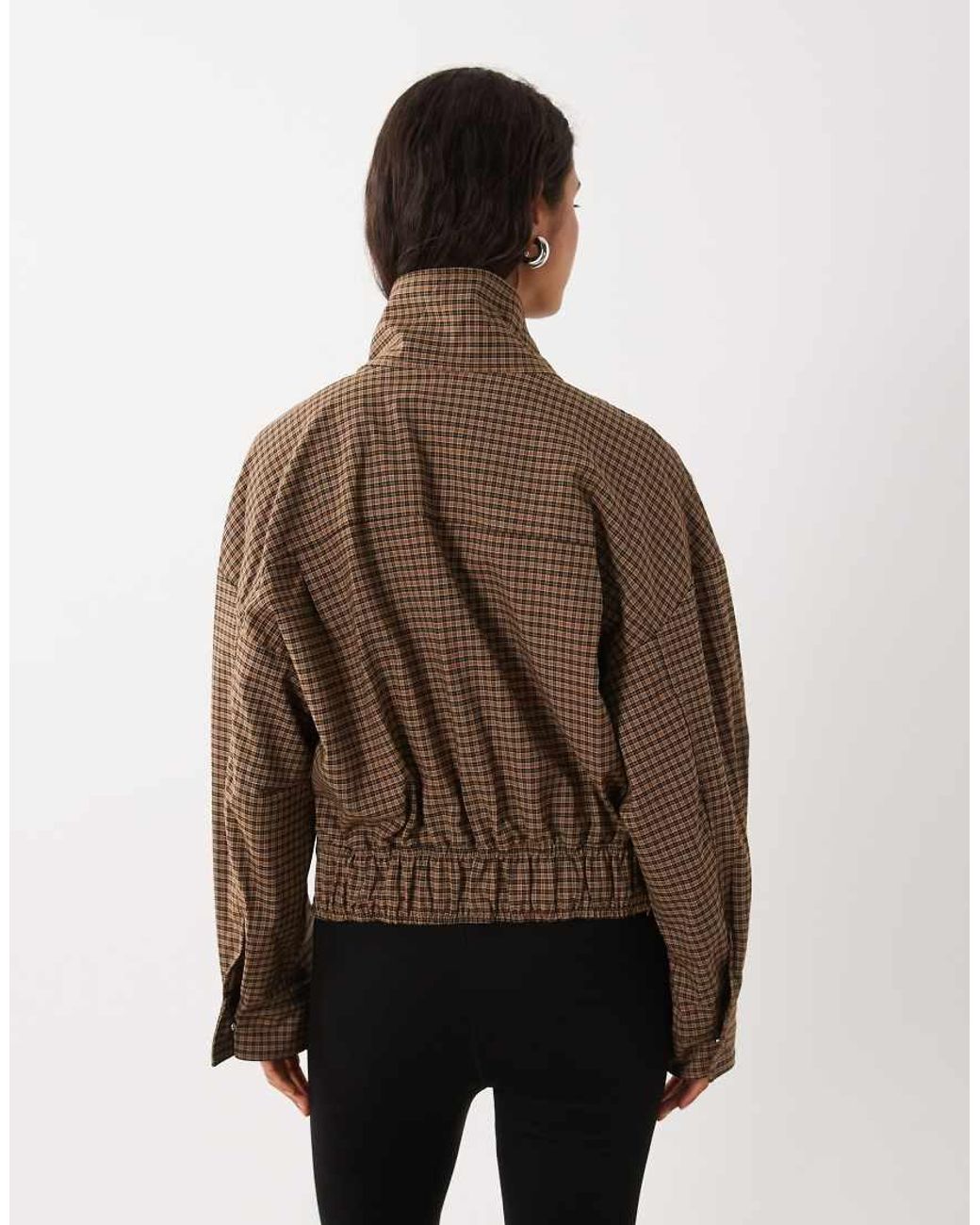 Mango Brown Funnel Neck Bomber Jacket