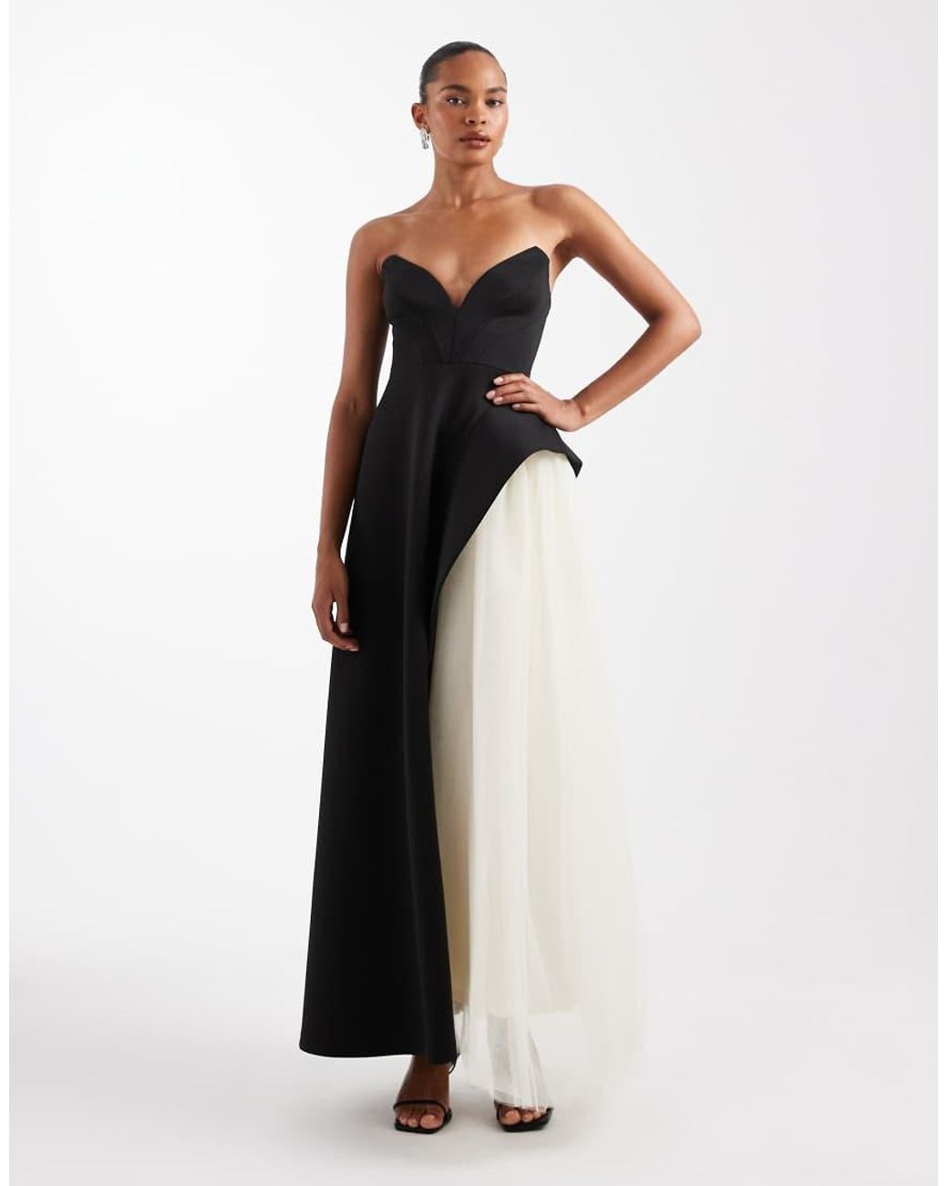 ASOS Black Premium Maxi Dress With Tulle Skirt