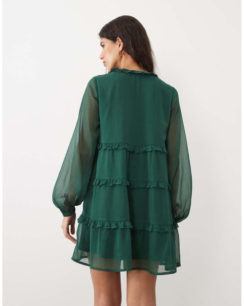 Wednesday's Girl Green Tiered Smock Dress