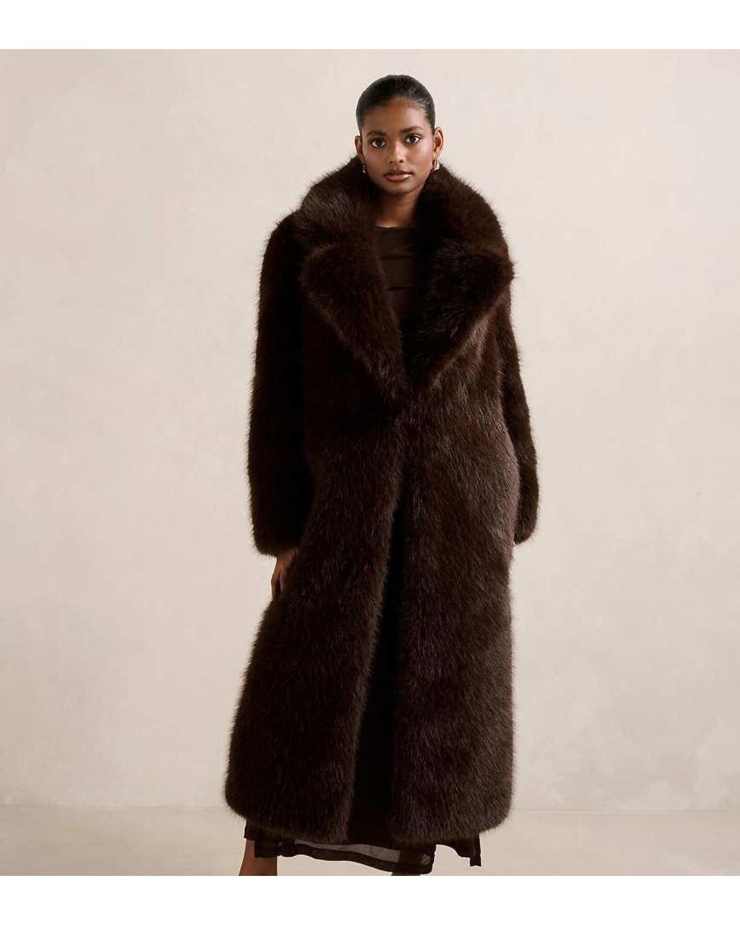 Forever New Black Faux Fur Longline Coat