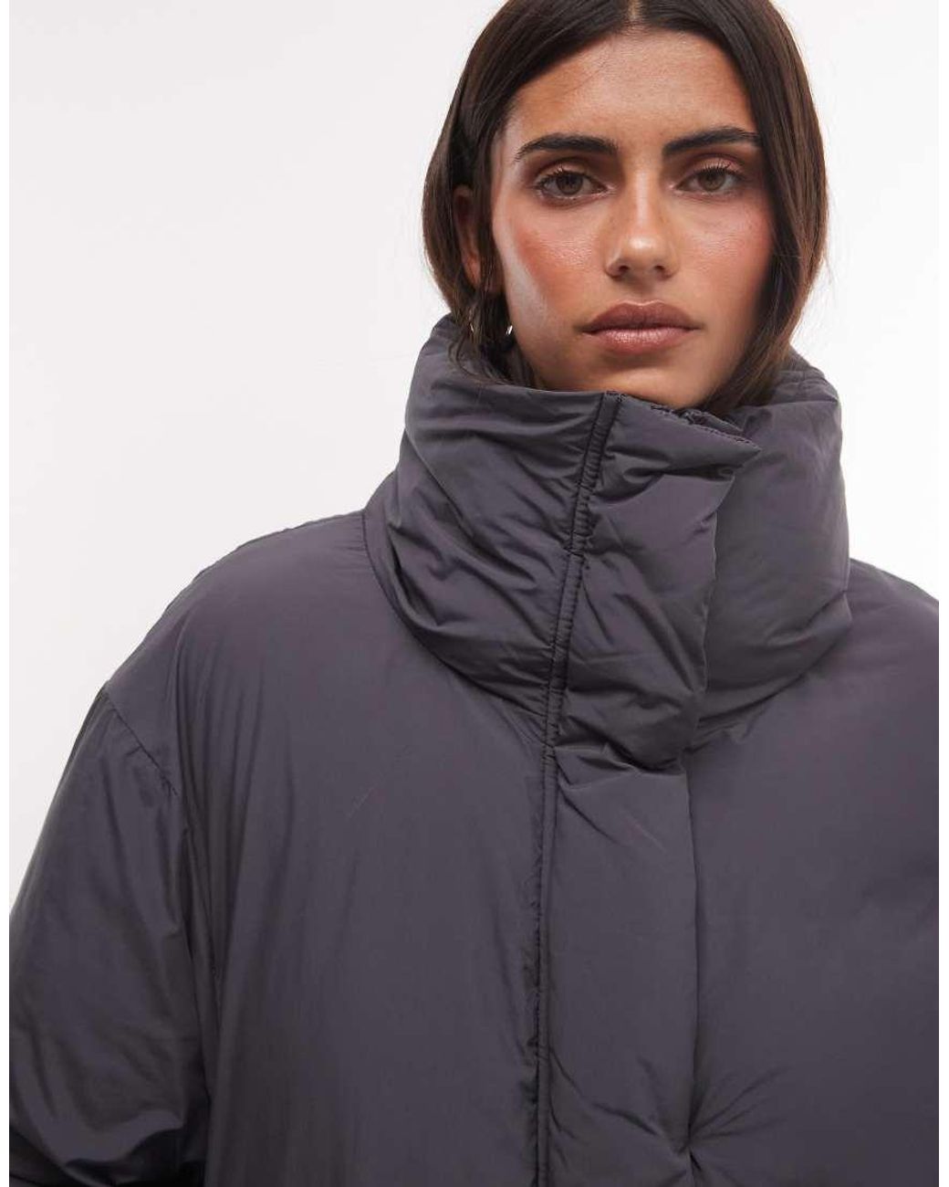 Weekday Blue High Neck Oversized Puffer Coat