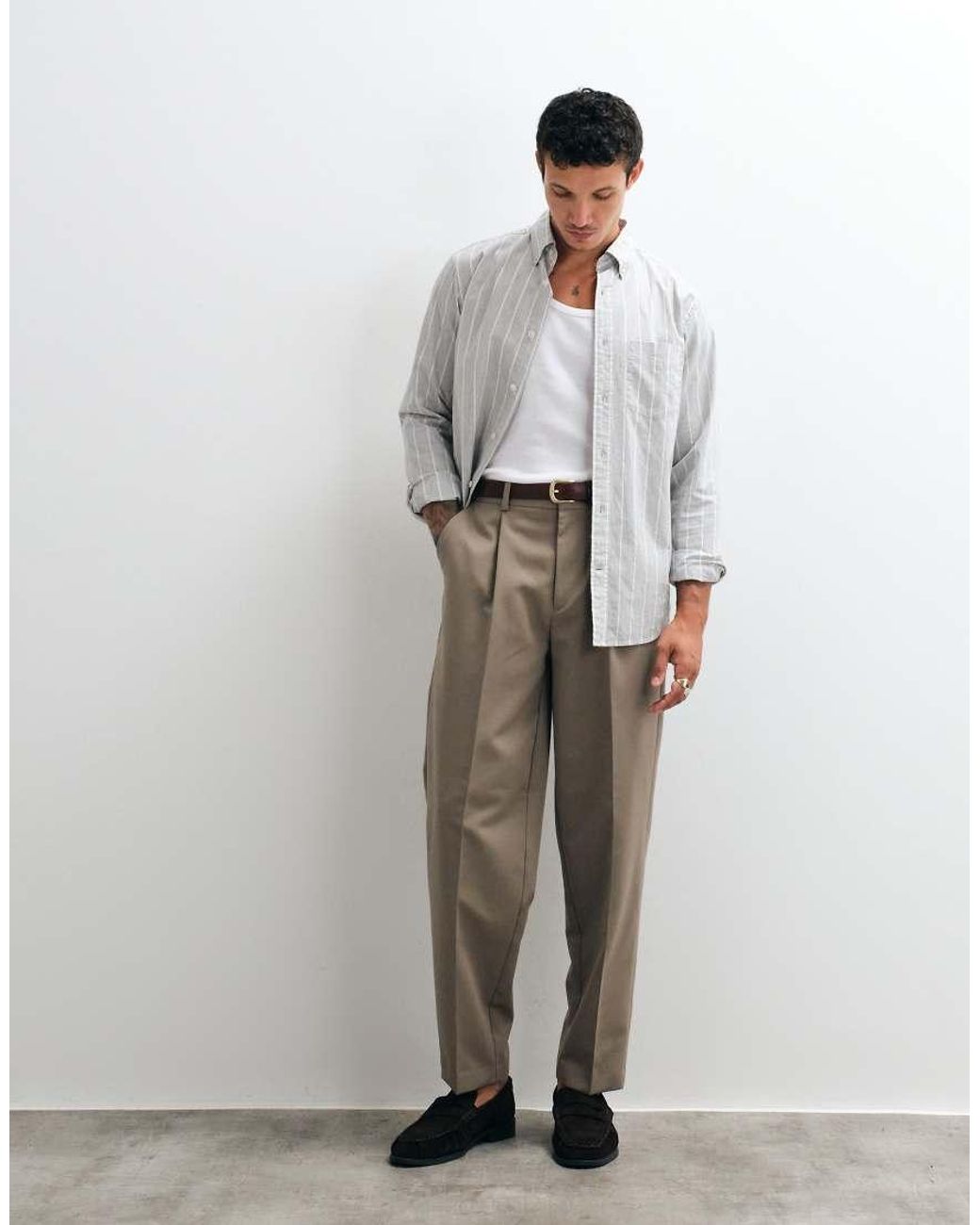Gant Gray Regular Fit Poplin Melange Stripe Shirt for men
