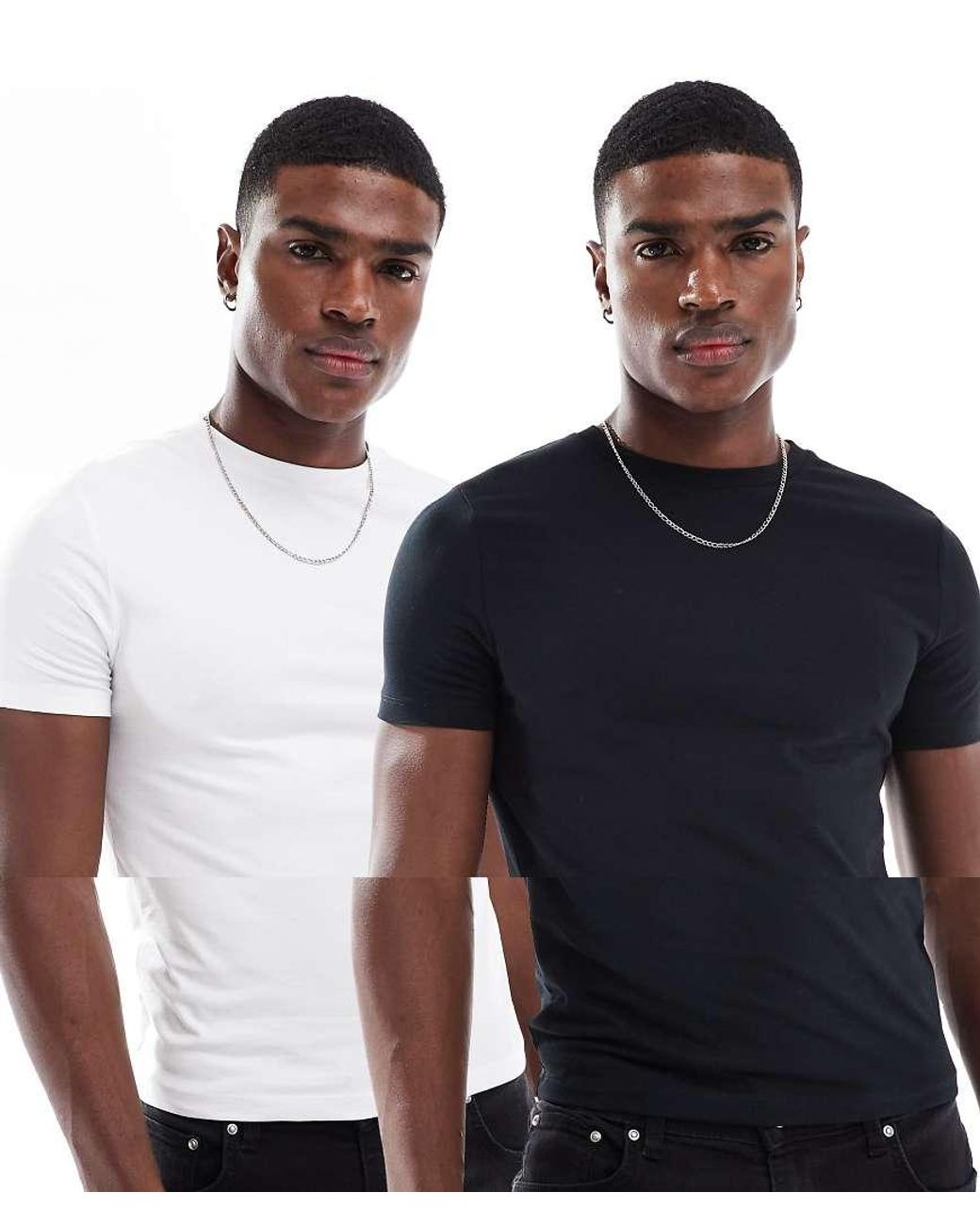 Pack De 2 Camisetas De Color Negro Y Blanco Básicas Ajustadas De ASOS de hombre de color Black