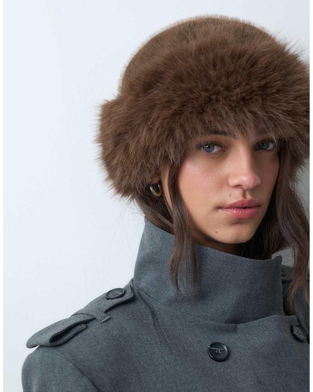 Vero Moda Brown Faux Fur Beanie