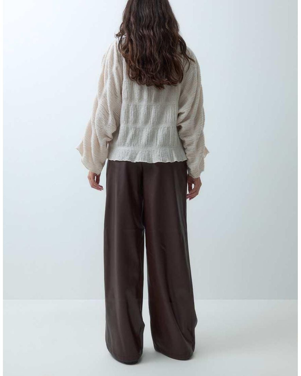 New Look Gray Faux-leather Wide Leg Pants
