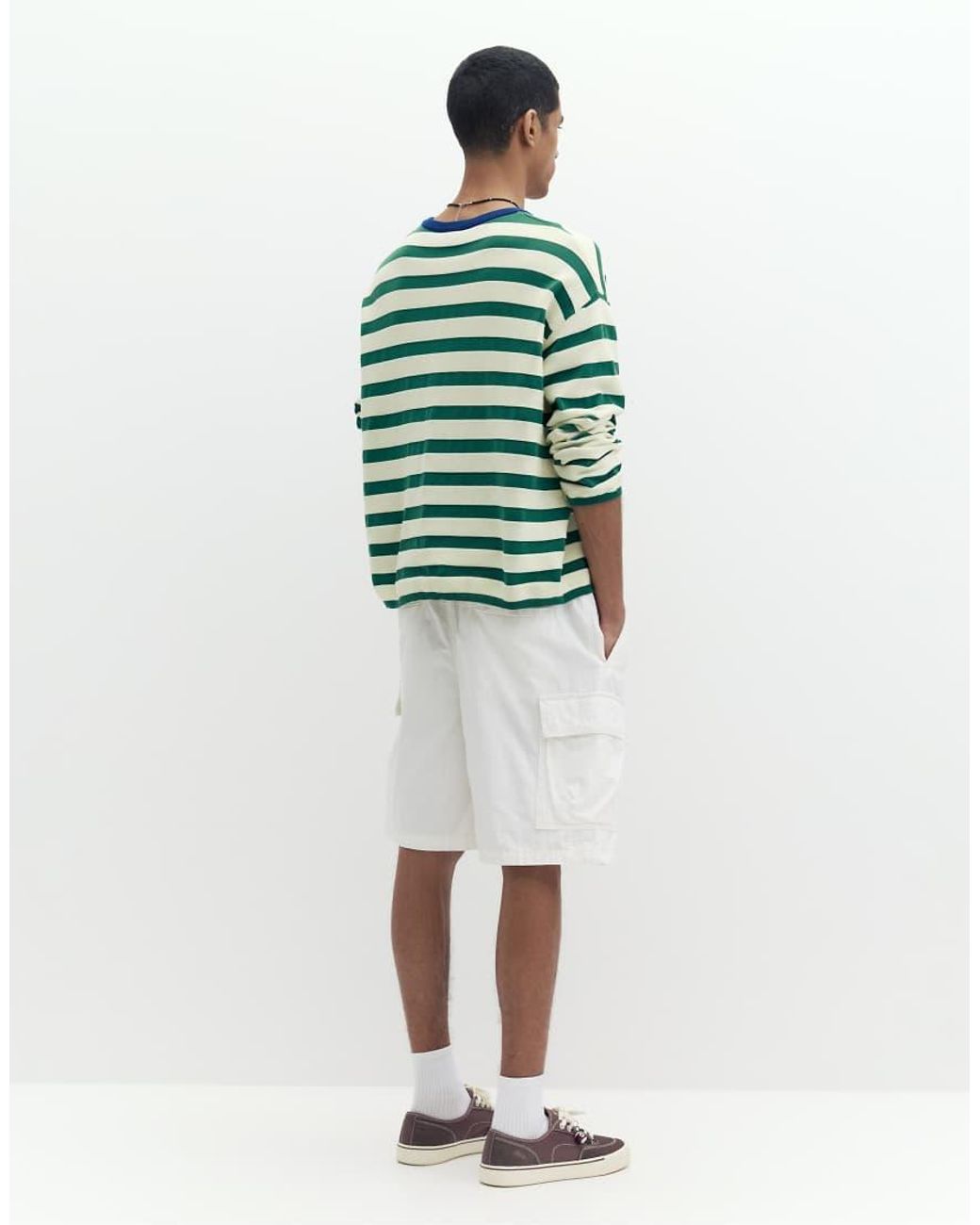 Pull&Bear Bermuda Cargoshort Van Ripstop in het Green voor heren