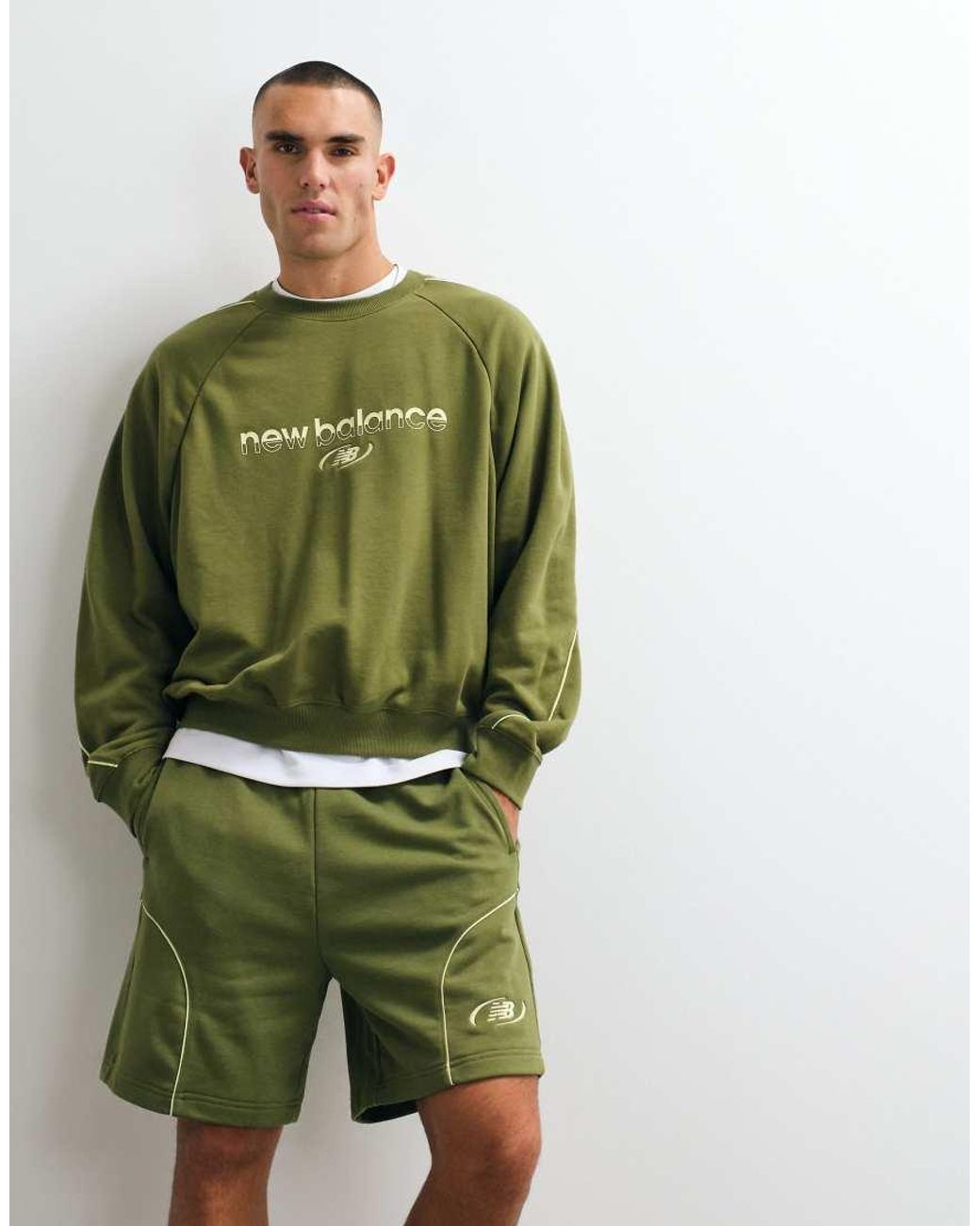 New Balance Green Trackside French Terry Short 7" for men