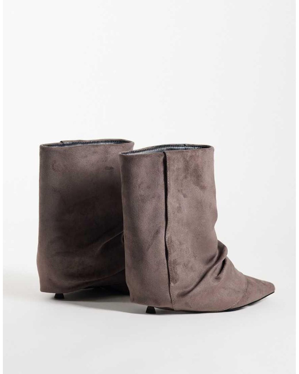 SIMMI Brown Simmi London Dixee Fold Over Ruched Ankle Boots