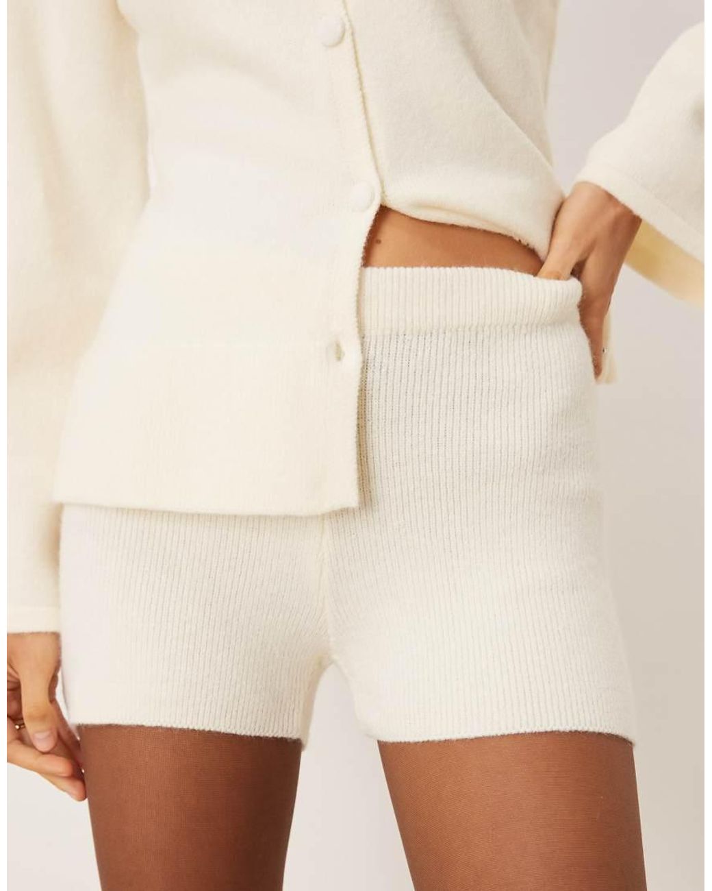 Pretty Lavish Natural Knitted Mini Shorts