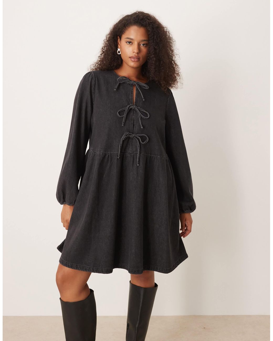Nobody's Child Eden Denim Mini Dress in Black | Lyst Australia