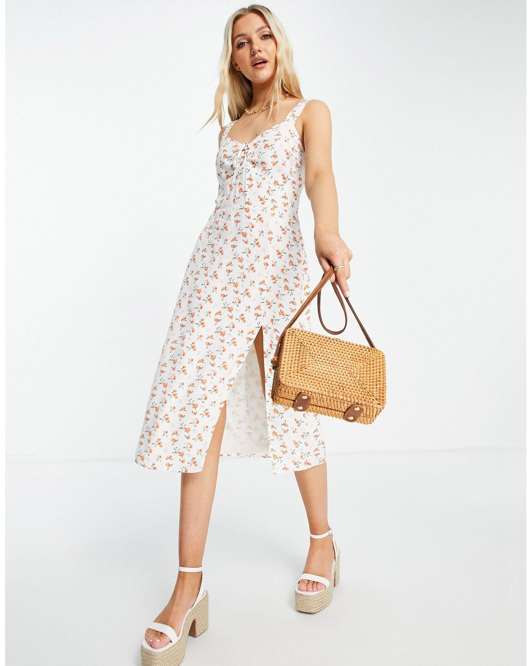 white side split maxi dress