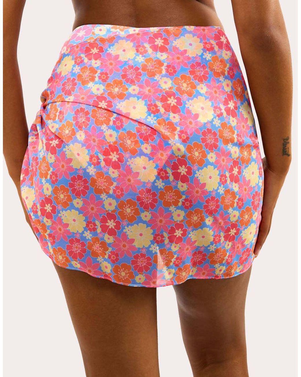 Wolf & Whistle Pink Floral Tie Side Sarong