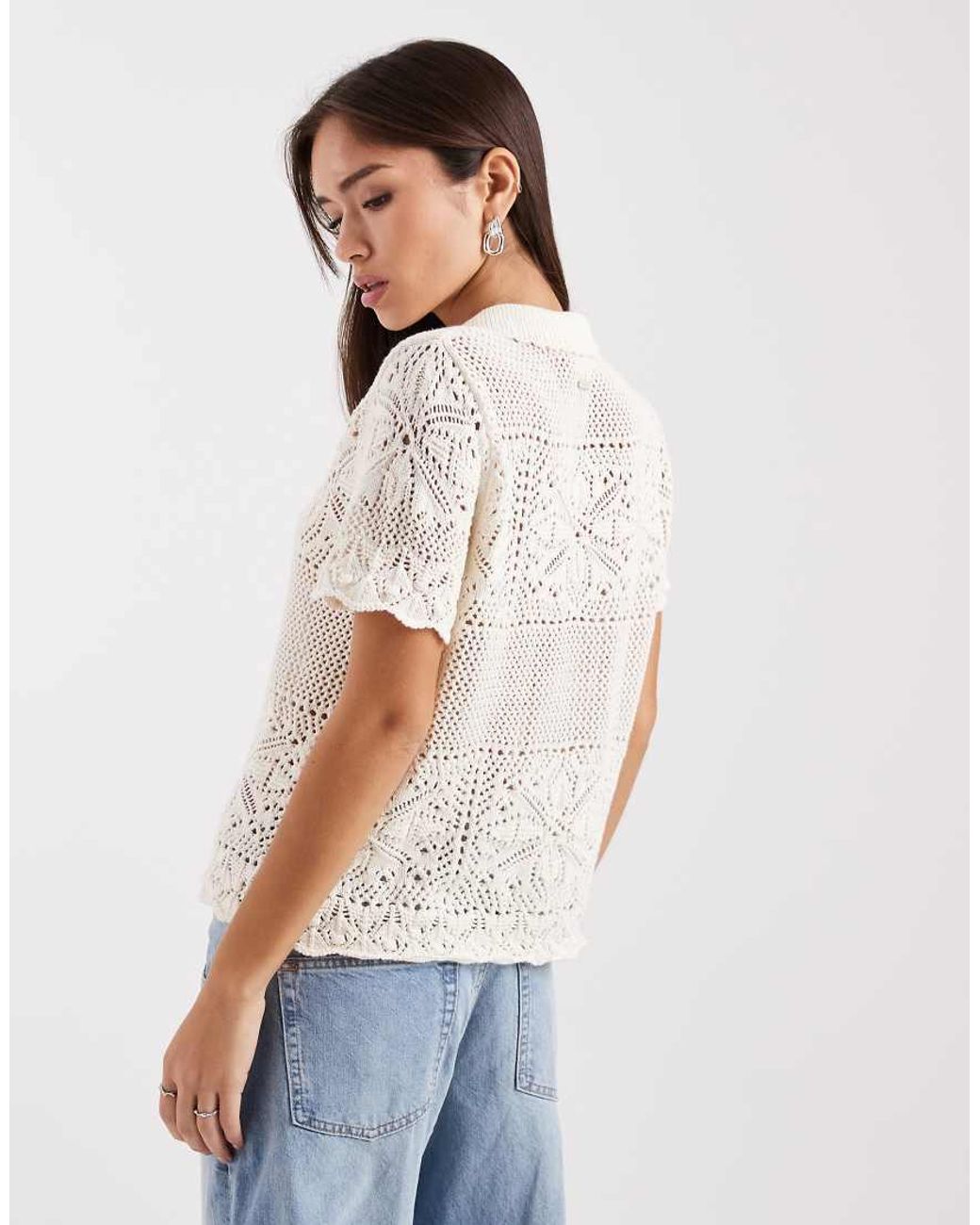 Levi's White Susanna Floral Crochet Shirt