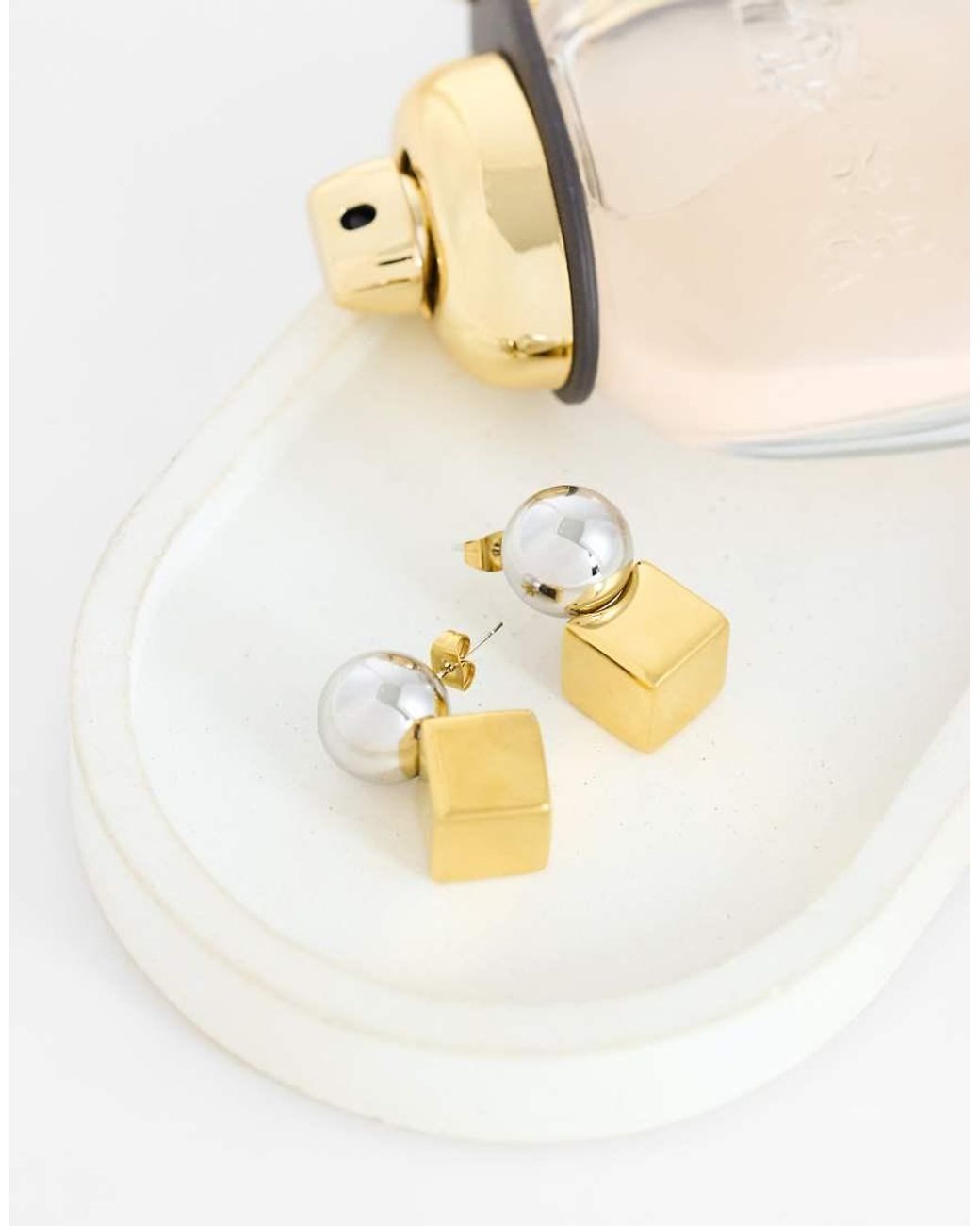 TOPSHOP Metallic Freya Stainless Steel Two Tone Stud Earring