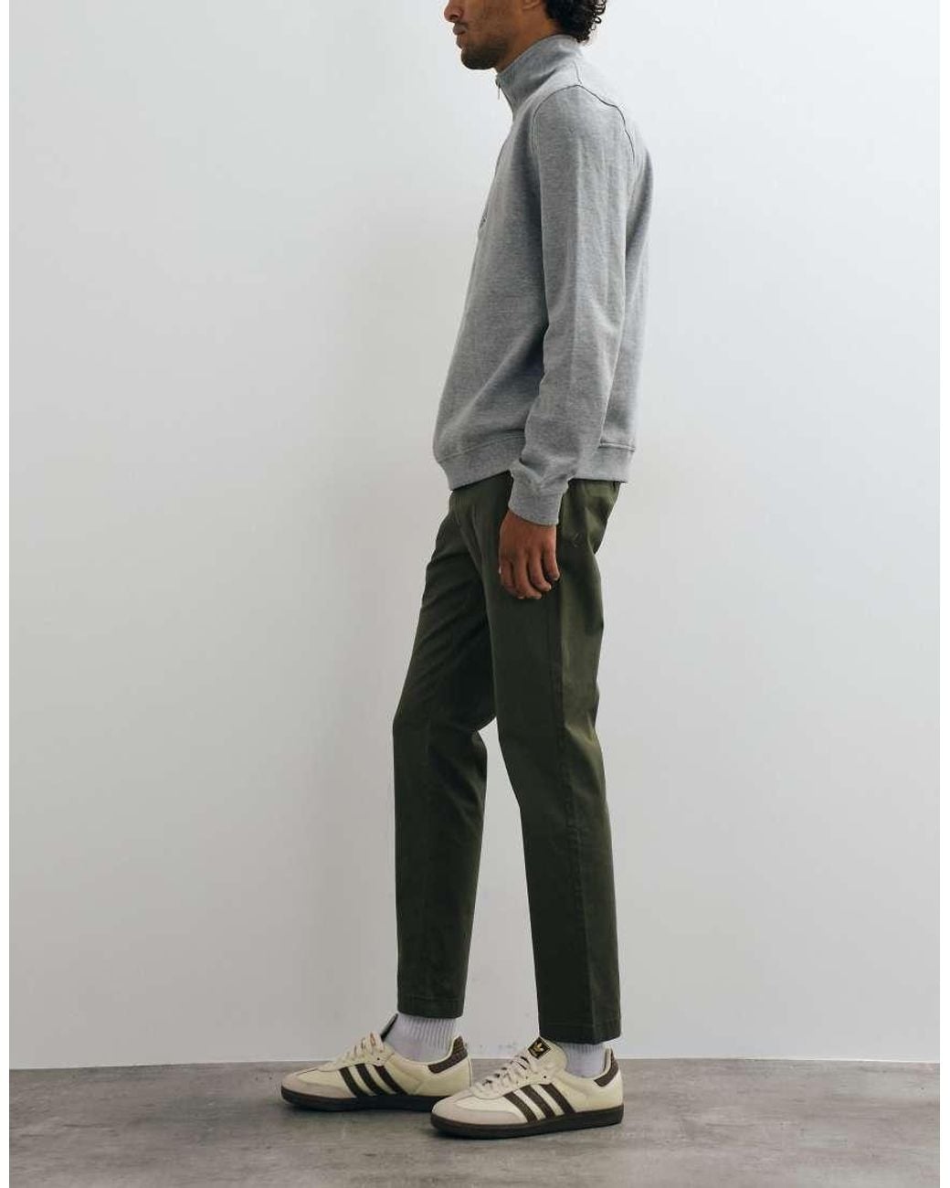 Mango Gray Cotton Rich Slim Fit Pants for men