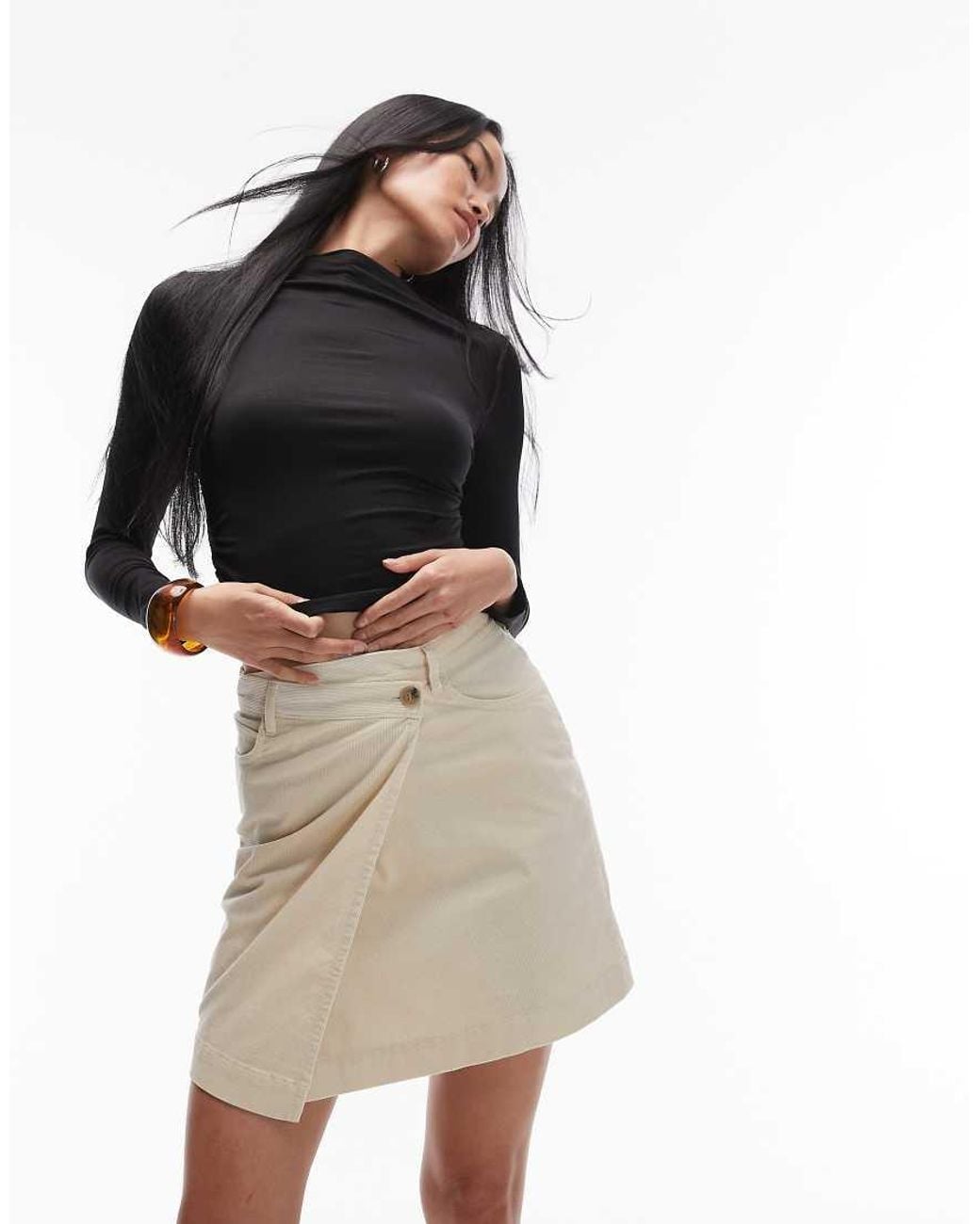 ARKET Natural Cord Wrap Mini Skirt
