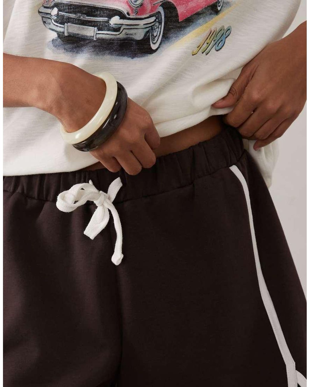 ASOS Brown Interlock Runner Shorts With Contrast Tipping