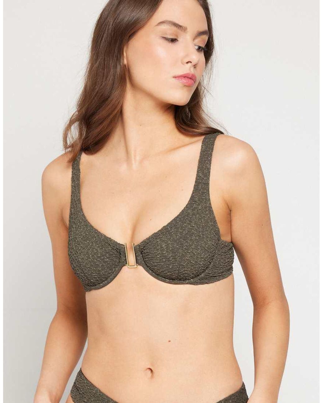 Tezenis Brown Crinkle Dune Balconette Bikini Top
