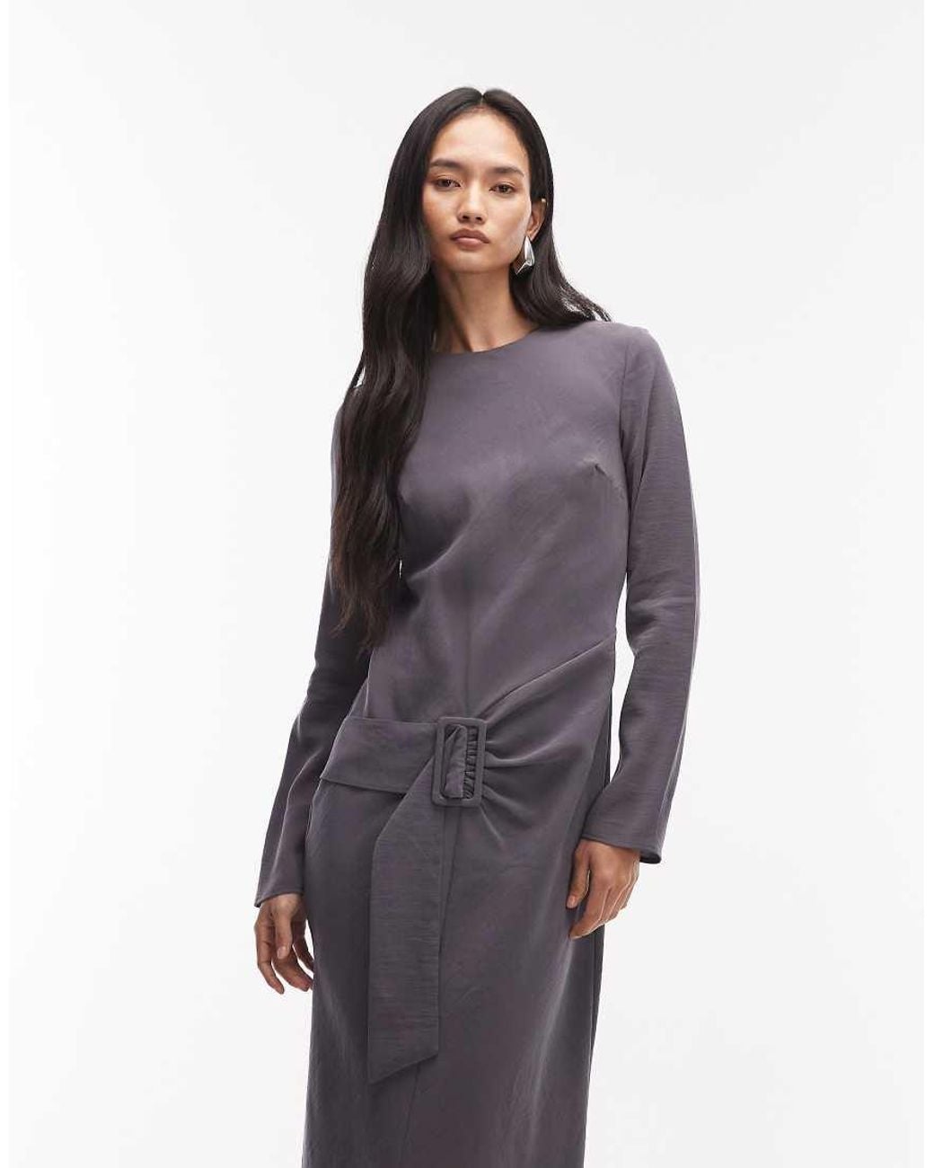 ASOS White Slash Neck Drop Waist Belted Maxi Dress