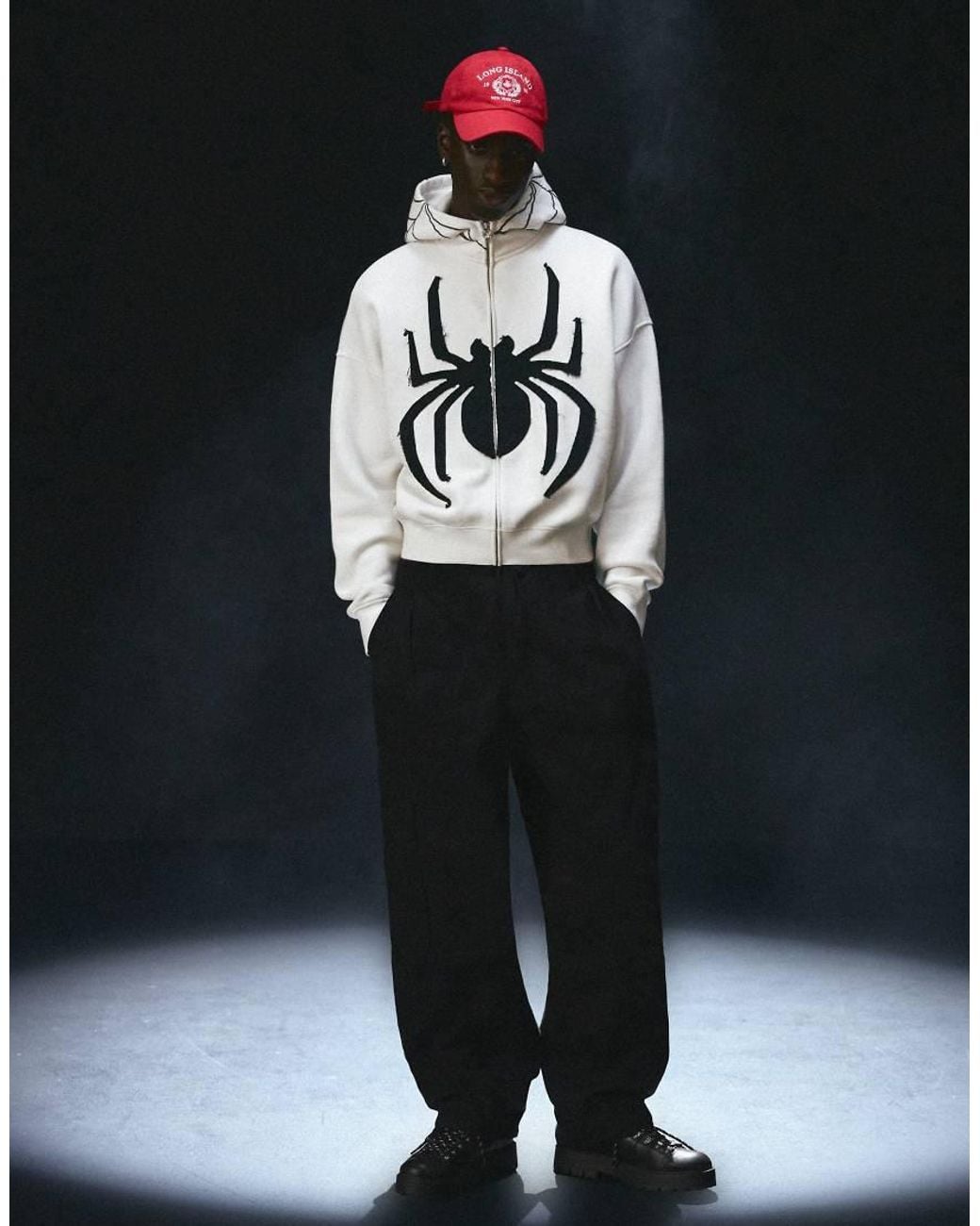 Bershka Gray Spider-man Zip-up Sweatshirt With Hood for men