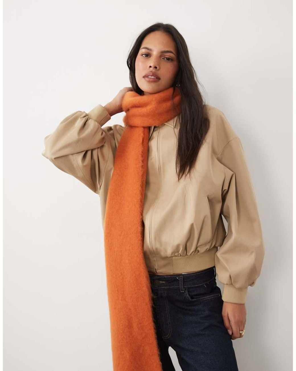 ASOS Brown Woven Fluffy Tassel Scarf