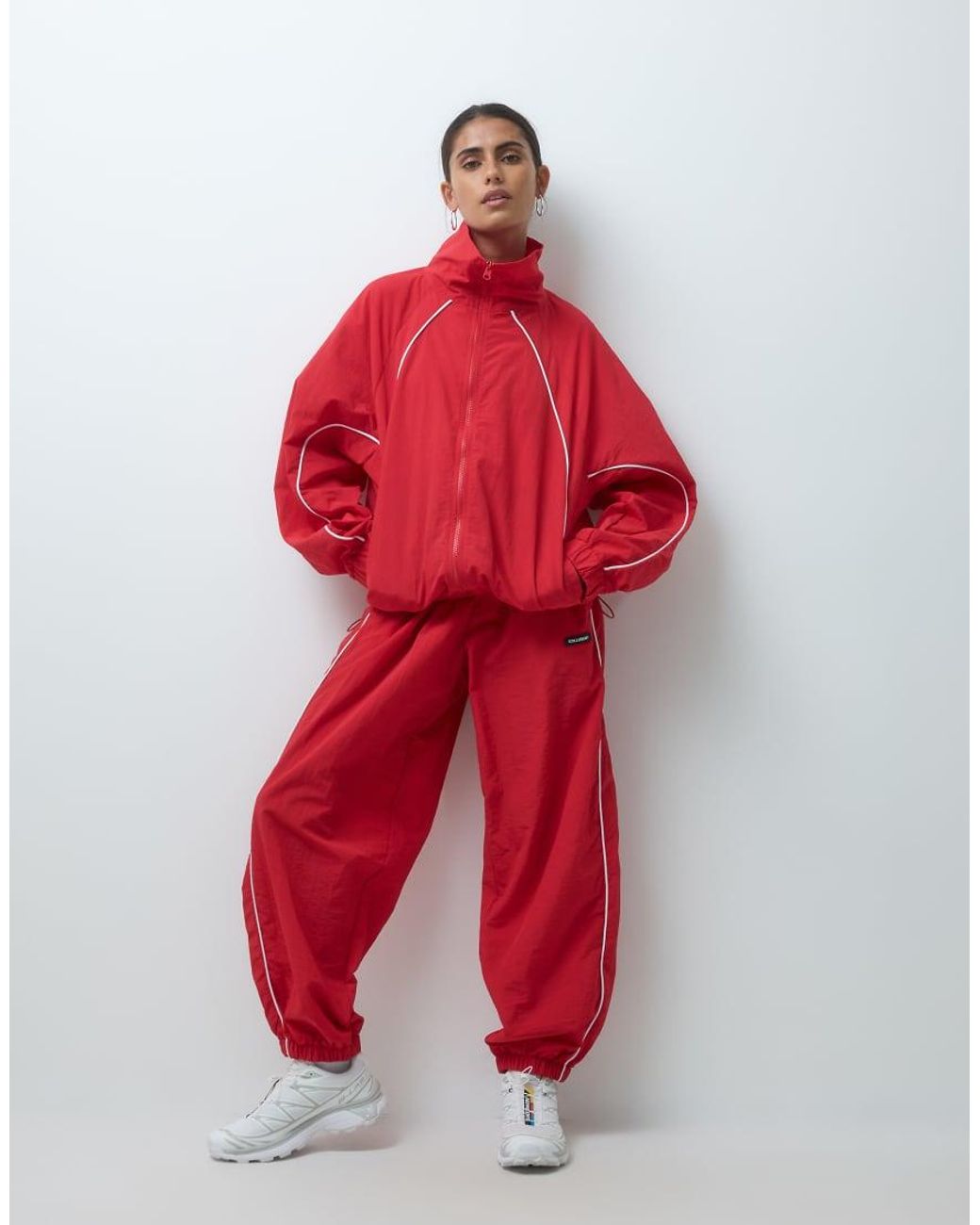 Collusion Red Nylon Track Jacket