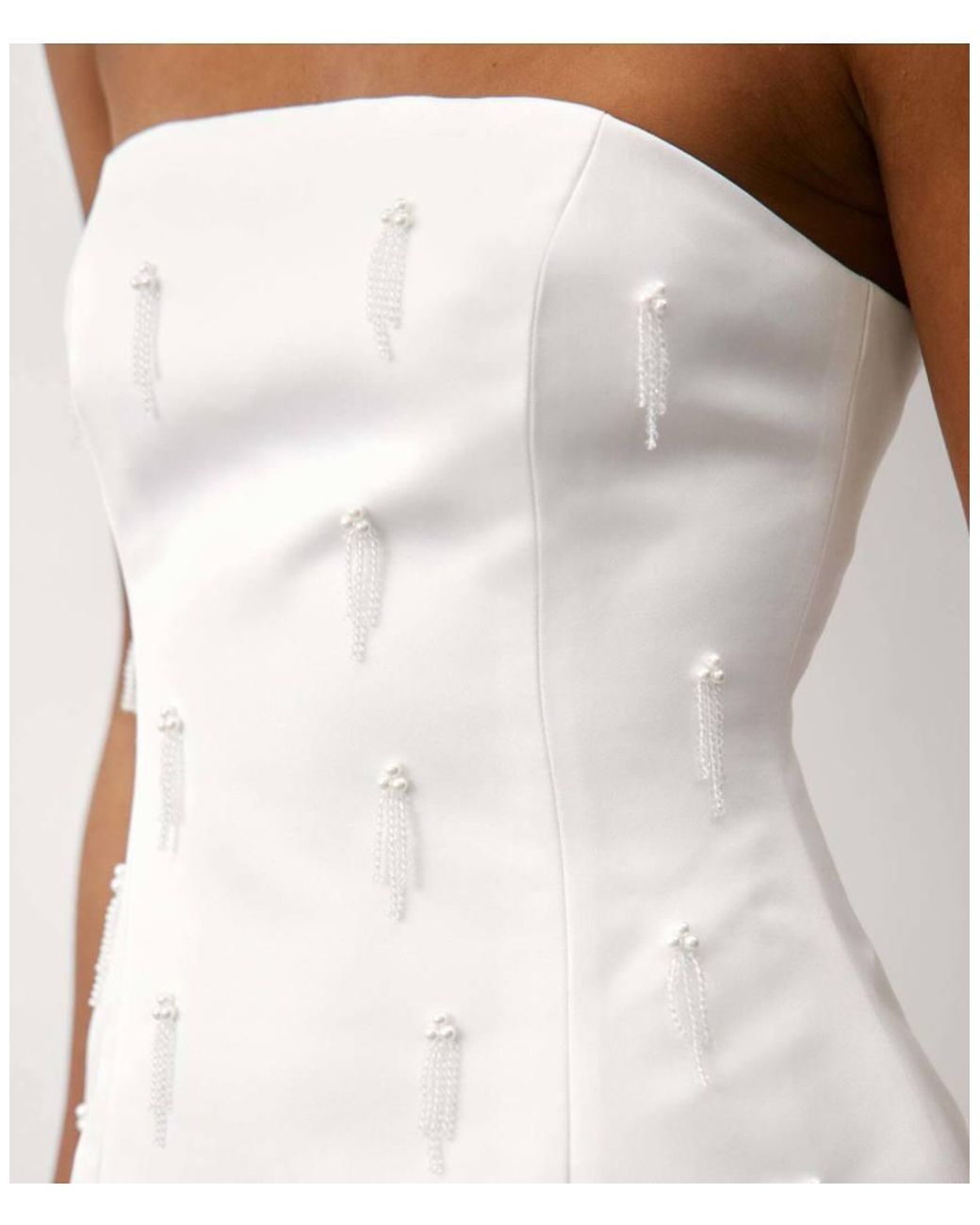 Six Stories White Embellished Diamante Mini Dress
