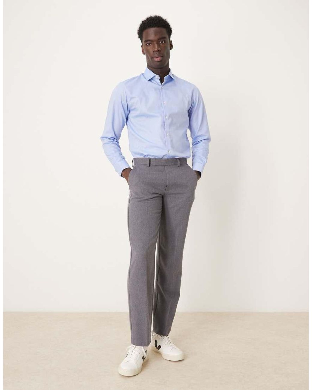 SELECTED White Slim Fit Easy Iron Smart Shirt for men