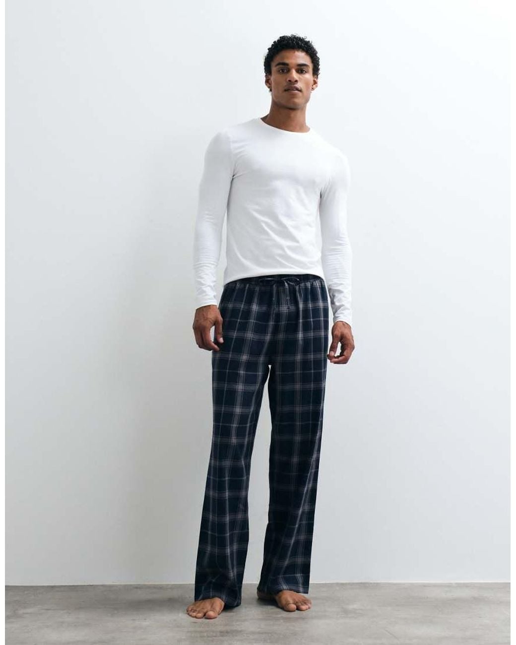 ASOS White Relaxed Lounge Bottoms With Plaid for men