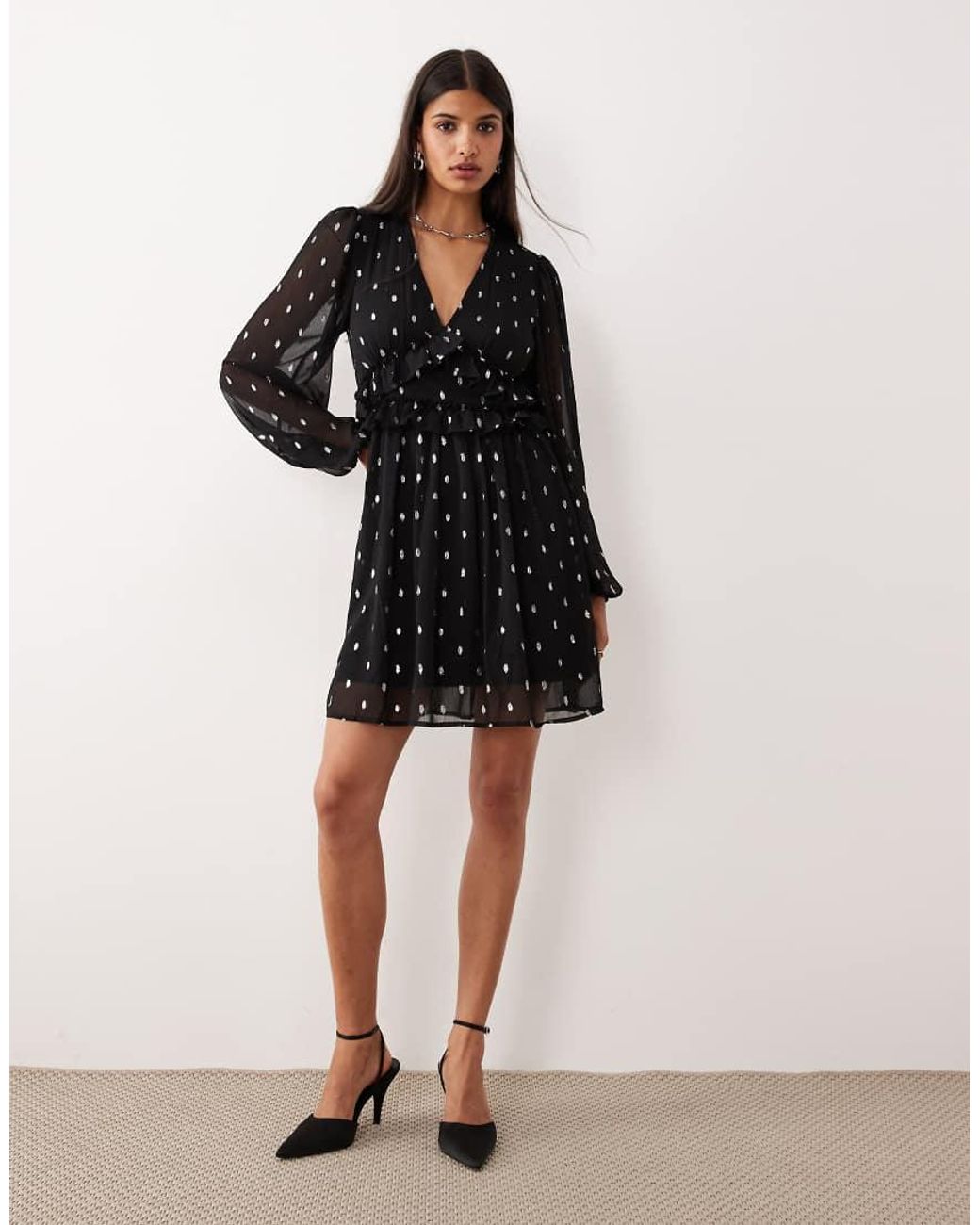 Vila Black V Neck Mini Dress