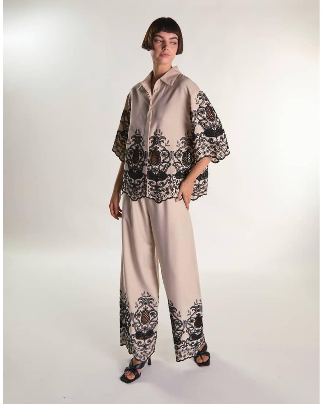 Glamorous Natural Embroidered Oversize Shirt