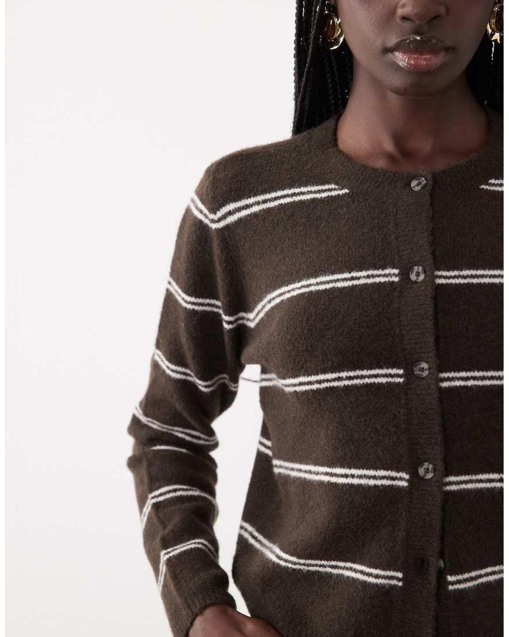 Jdy Brown Crew Neck Cardigan