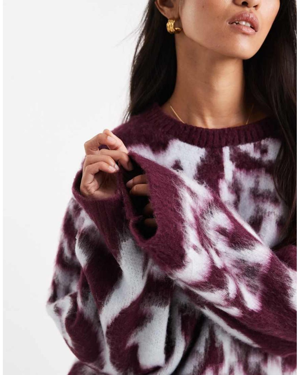 ASOS Purple Knitted Brushed Floral Jumper