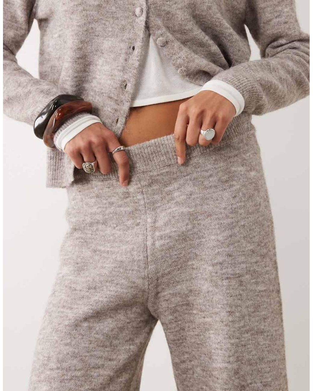 ASOS Natural Wide Leg Trouser With Wool Co-Ord