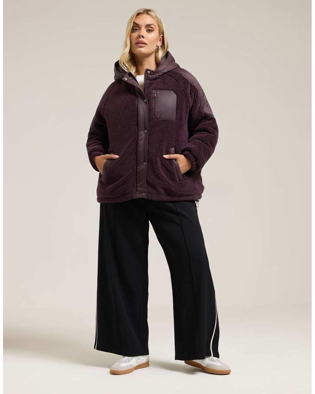 Yours Clothing Purple Teddy Borg Jacket