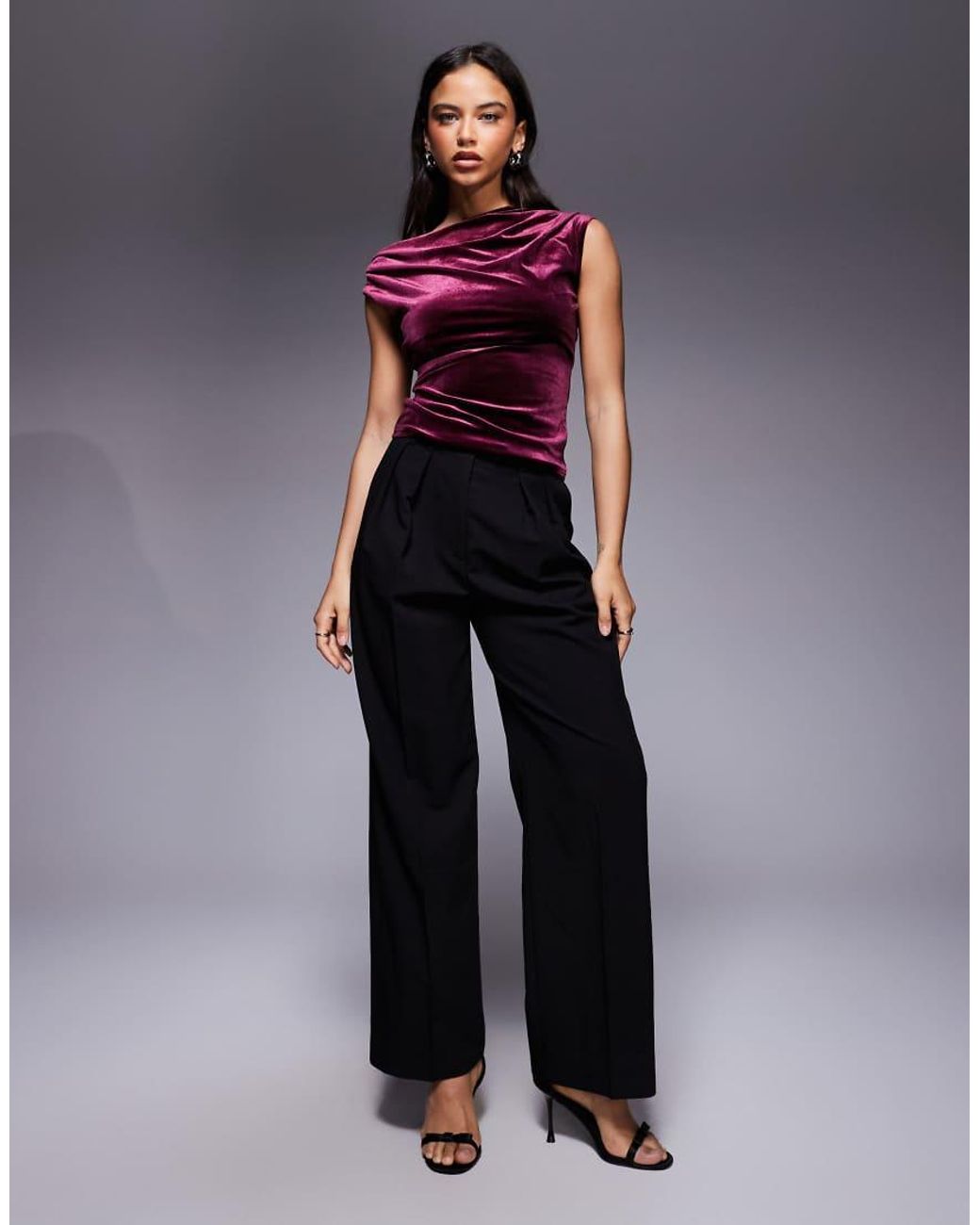 New Look Red Velvet Fallen Shoulder Top