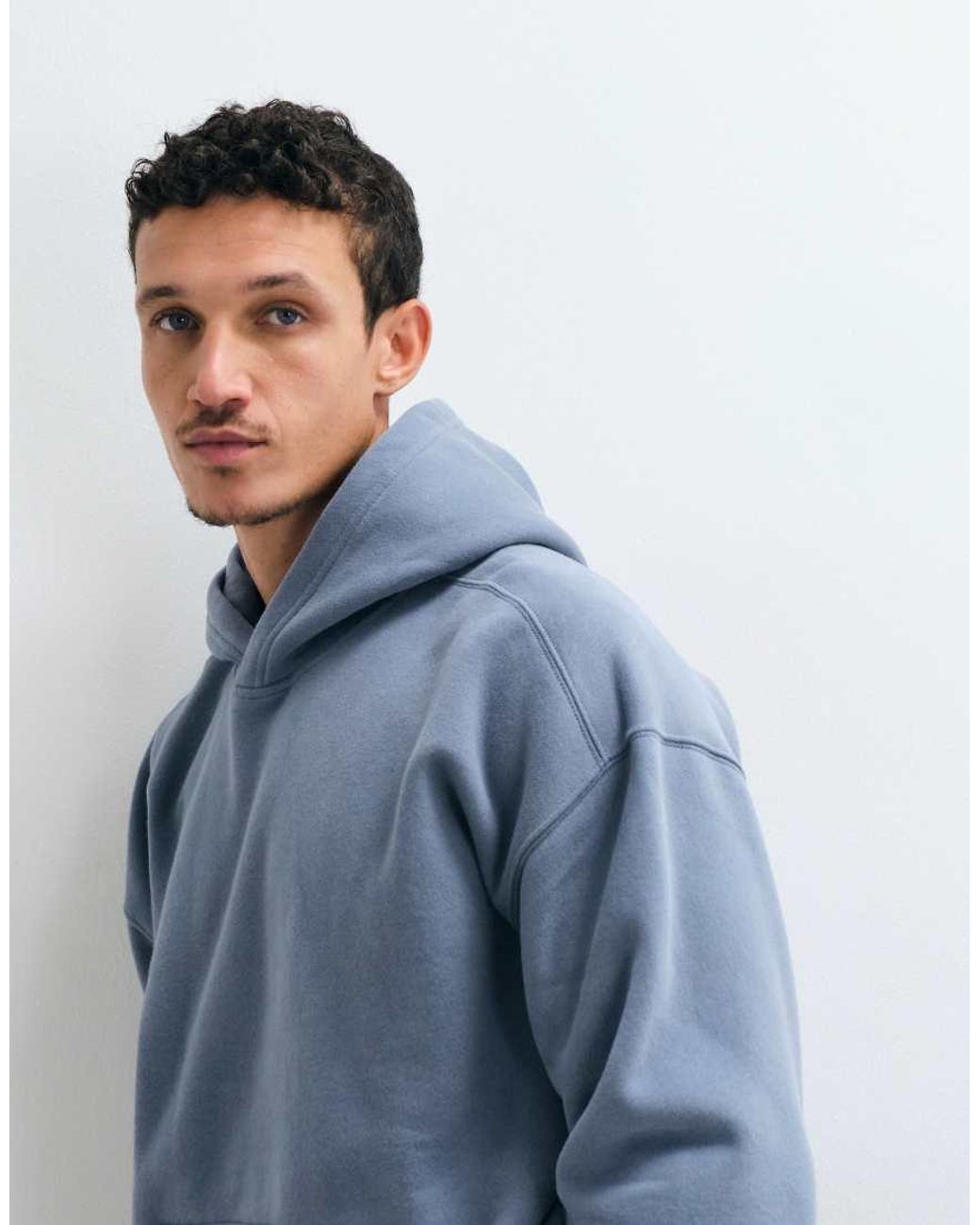Hollister Blue Boxy Fit Hoodie for men