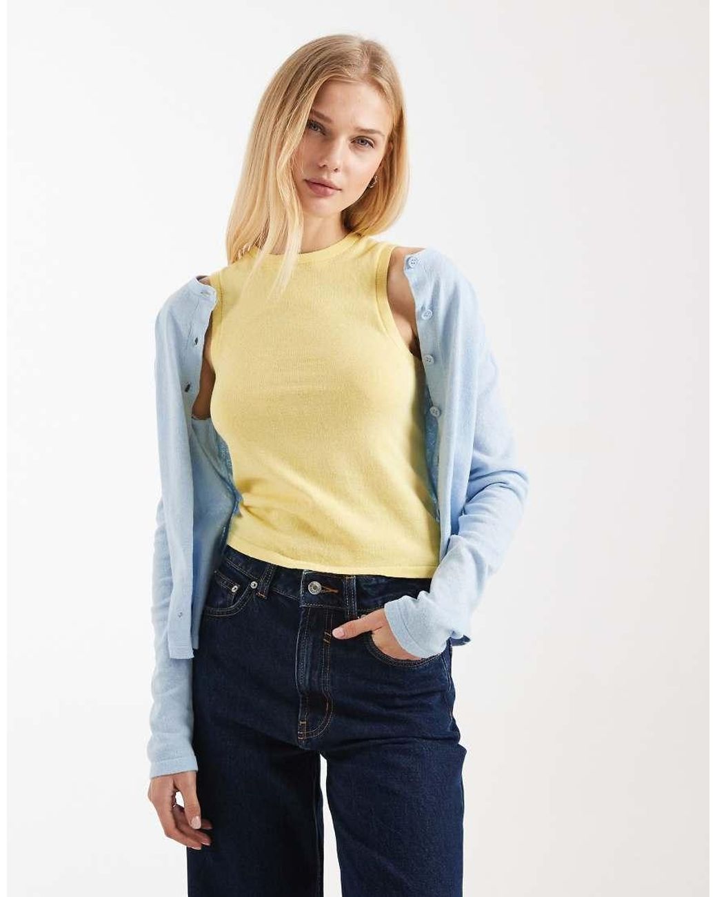 ASOS Blue Knitted Slash Neck Top Co-Ord