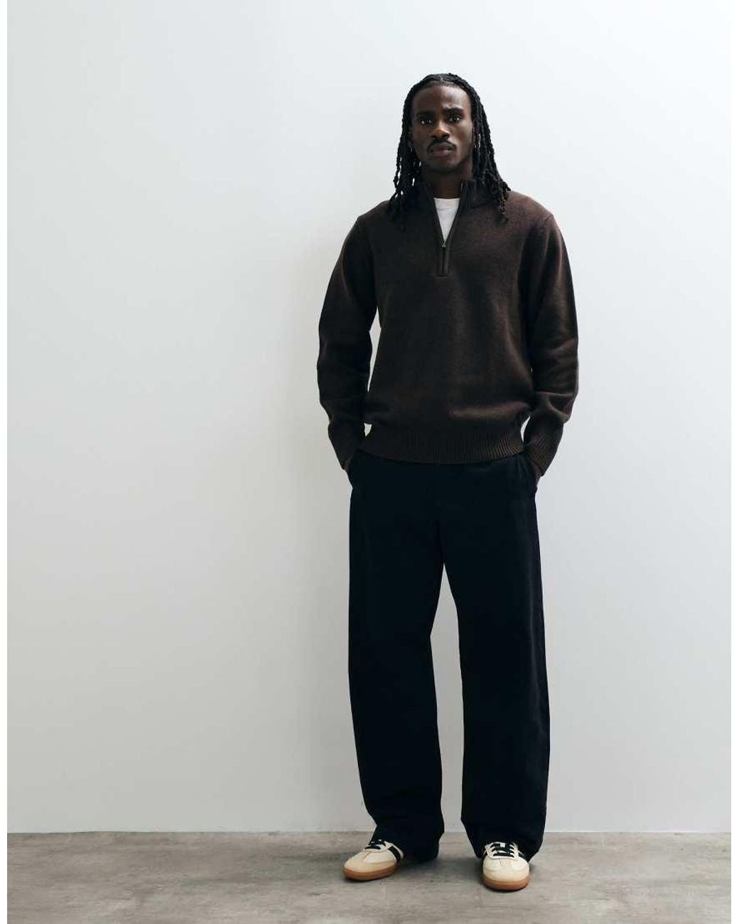 Wrangler Black 1/4 Zip Wool Mix Sweatshirt for men