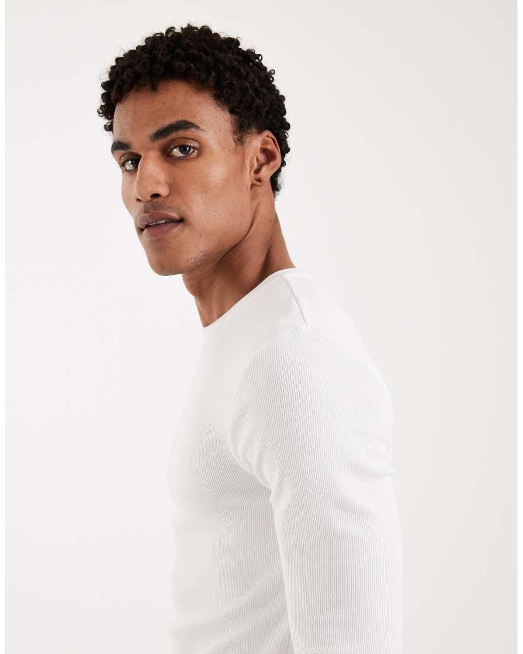 ASOS White Essentials Muscle Fit Long Sleeve T-Shirt for men