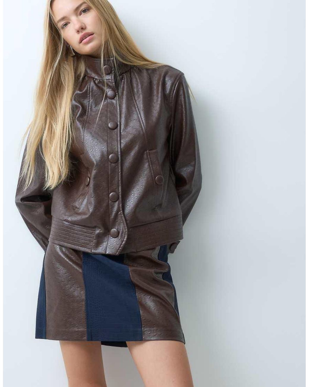 laagam Blue Lior Textured Mini Skirt