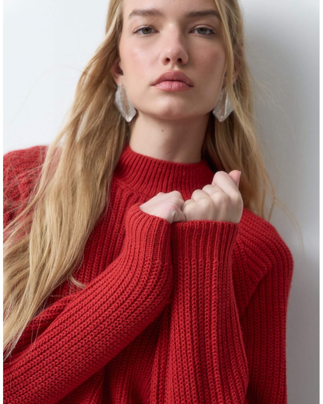 Threadbare Red Raglan-strickpullover