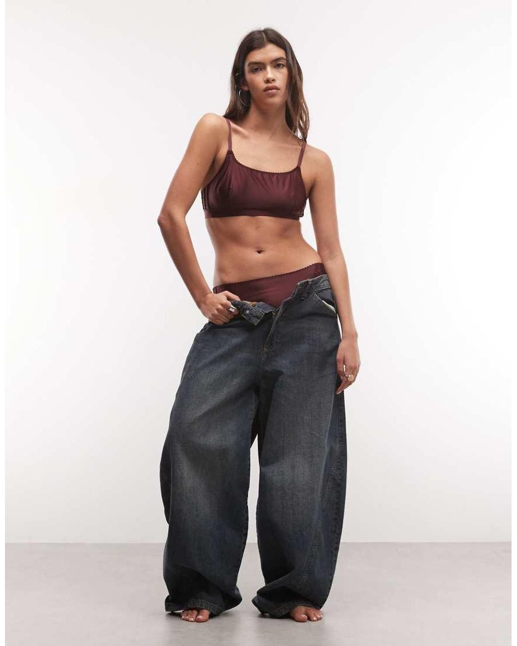 Adidas Brown Originals Comfort Satin Bandeau Bralette