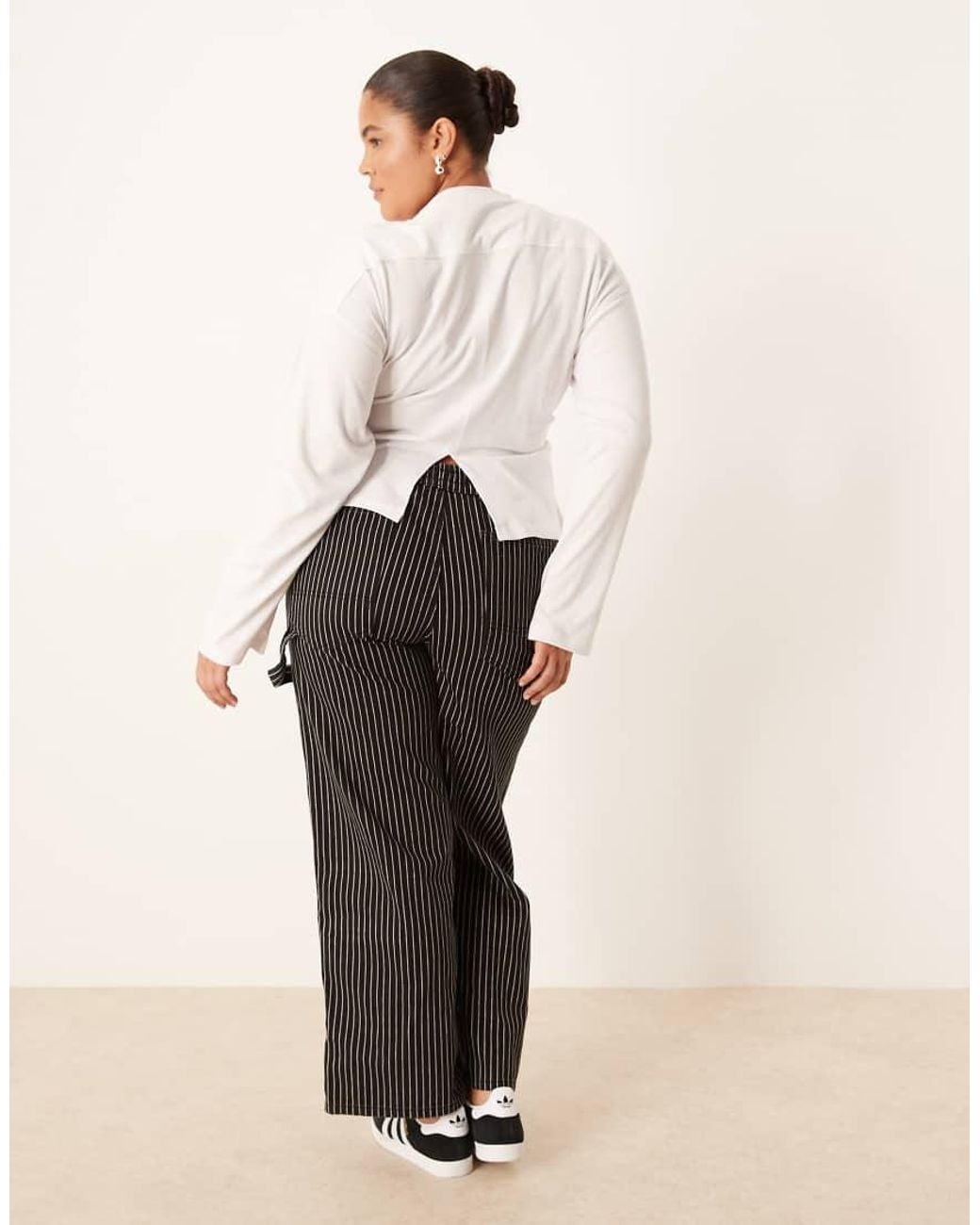 ASOS White Asos Design Curve Long Sleeve Corset Waist Tee