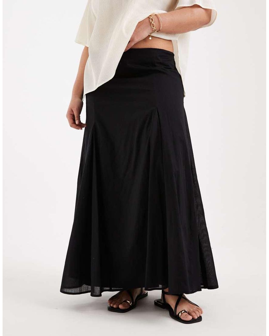 ASOS White Asos Design Curve Cotton Godet Maxi Skirt