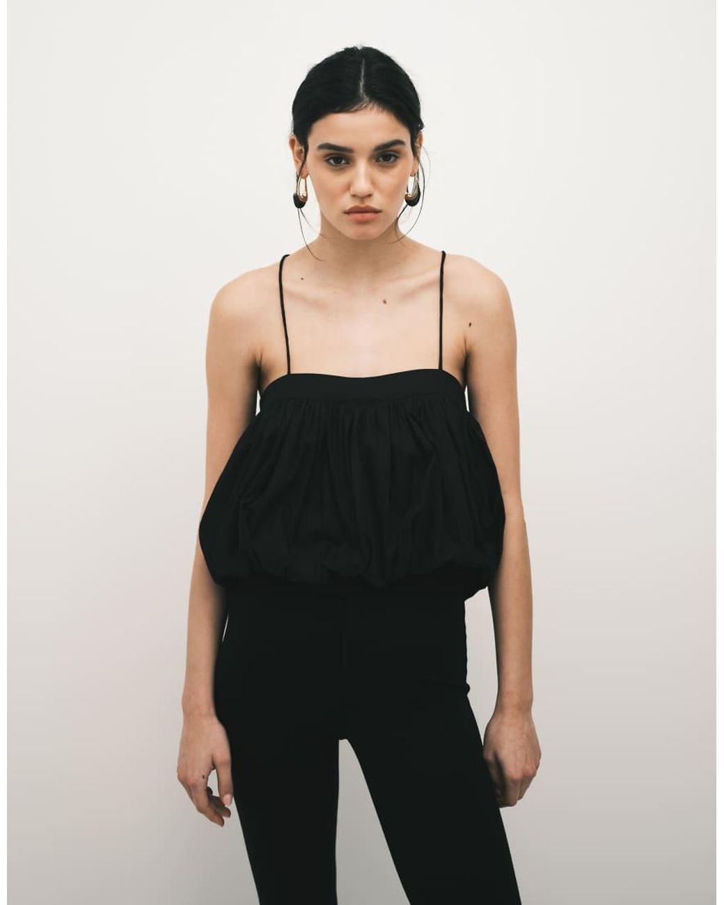 ASOS Black Halter Bubble Hem Top
