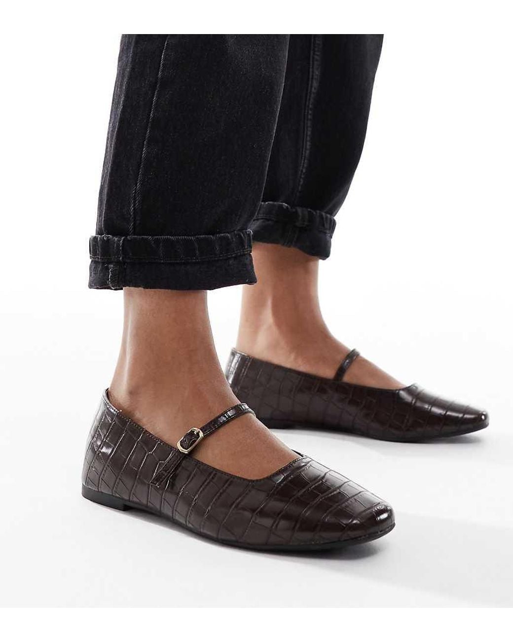 SEQWL Wide Fit Black Iris Ballet Flats