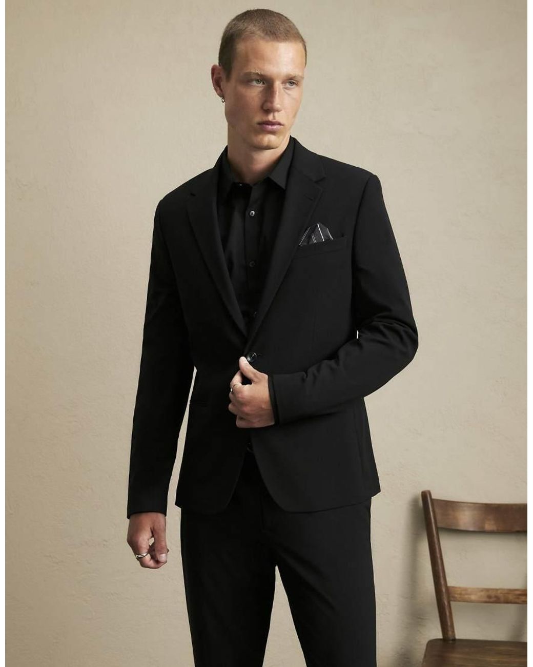 River Island Black Skinny Fit Stretch Suit Jacket for men
