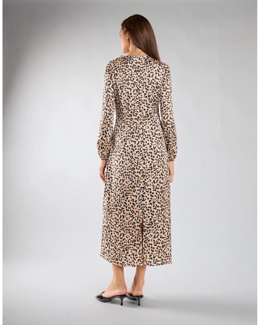 Glamorous Natural Print Long Sleeve Midi Dress